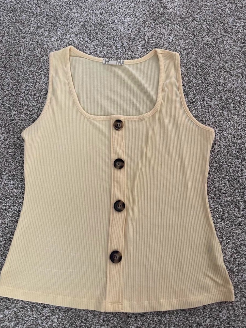 Chromat Beige Ribbed Button-Front Tank